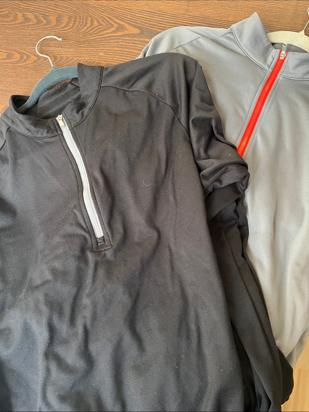 adidas Men's Zip-Up Sweaters in Black and Light Gray with Contrasting Zips